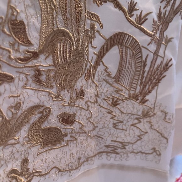 Embroidered Blouse – Ivory Sheer Statement Top (Size Small), 100% Silk - Picture 4 of 10